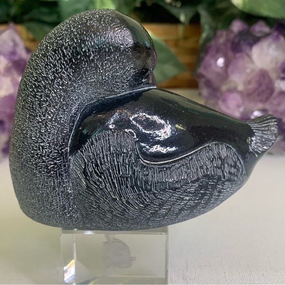 Aardik Collection Carved Black Soapstone Loon/Duck Bird Vintage 1972 Canada 4.25 - Picture 5 of 15